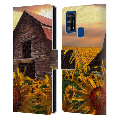 Celebrate Life Gallery Florals Sunflower Dance Leather Book Wallet Case Cover For Samsung Galaxy M31 (2020)