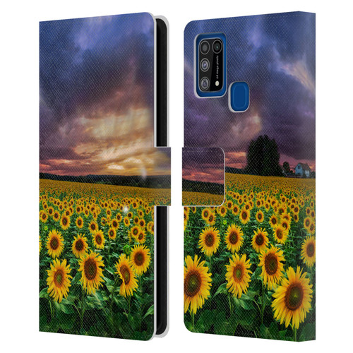 Celebrate Life Gallery Florals Stormy Sunrise Leather Book Wallet Case Cover For Samsung Galaxy M31 (2020)