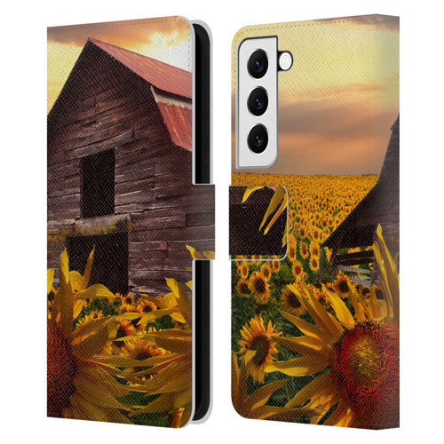 Celebrate Life Gallery Florals Sunflower Dance Leather Book Wallet Case Cover For Samsung Galaxy S22 5G