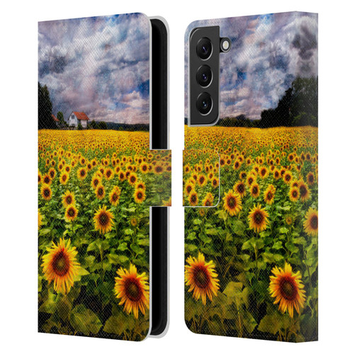 Celebrate Life Gallery Florals Dreaming Of Sunflowers Leather Book Wallet Case Cover For Samsung Galaxy S22+ 5G