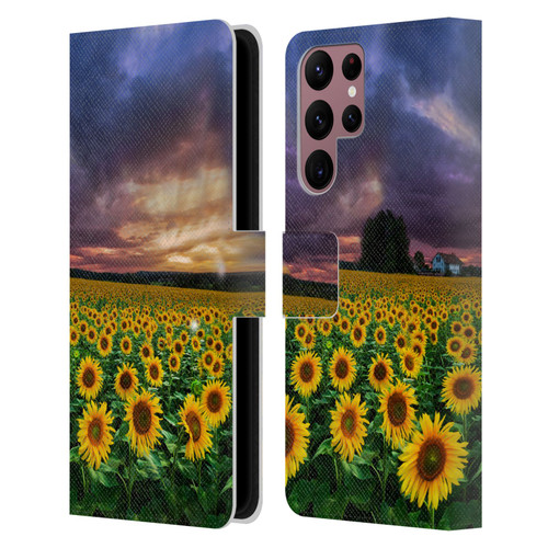 Celebrate Life Gallery Florals Stormy Sunrise Leather Book Wallet Case Cover For Samsung Galaxy S22 Ultra 5G