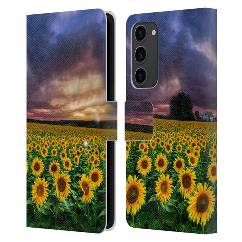 Celebrate Life Gallery Florals Stormy Sunrise Leather Book Wallet Case Cover For Samsung Galaxy S23+ 5G