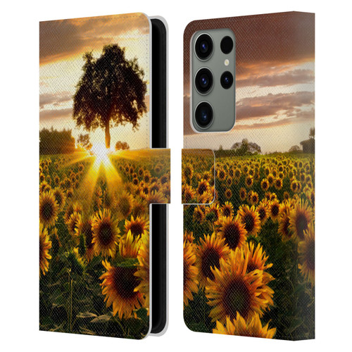 Celebrate Life Gallery Florals Fields Of Gold Leather Book Wallet Case Cover For Samsung Galaxy S23 Ultra 5G
