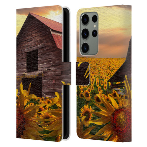 Celebrate Life Gallery Florals Sunflower Dance Leather Book Wallet Case Cover For Samsung Galaxy S23 Ultra 5G