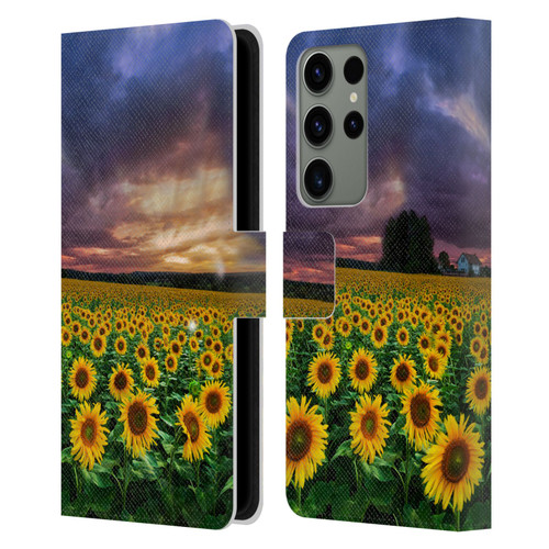 Celebrate Life Gallery Florals Stormy Sunrise Leather Book Wallet Case Cover For Samsung Galaxy S23 Ultra 5G