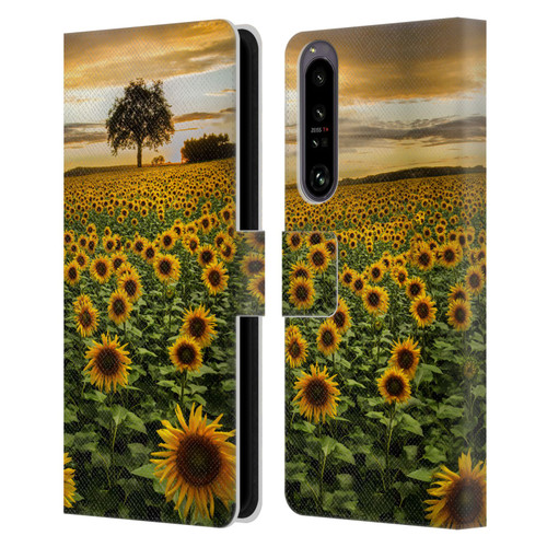 Celebrate Life Gallery Florals Big Sunflower Field Leather Book Wallet Case Cover For Sony Xperia 1 IV