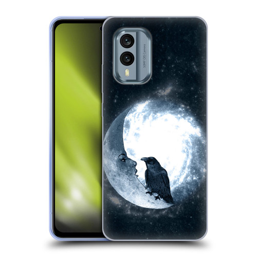 Barruf Animals Crow and Its Moon Soft Gel Case for Nokia X30