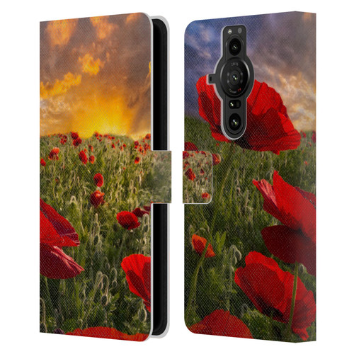 Celebrate Life Gallery Florals Red Flower Field Leather Book Wallet Case Cover For Sony Xperia Pro-I