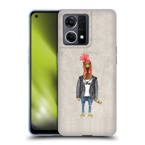 Barruf Animals Punk Rooster Soft Gel Case for OPPO Reno8 4G