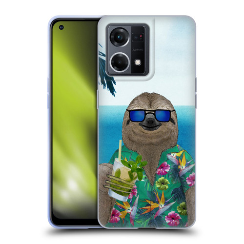 Barruf Animals Sloth In Summer Soft Gel Case for OPPO Reno8 4G