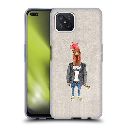 Barruf Animals Punk Rooster Soft Gel Case for OPPO Reno4 Z 5G