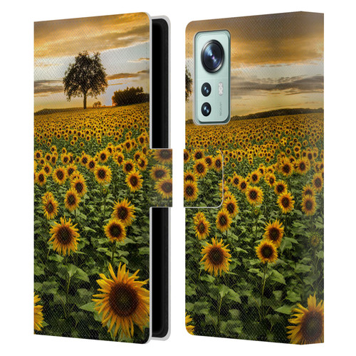 Celebrate Life Gallery Florals Big Sunflower Field Leather Book Wallet Case Cover For Xiaomi 12
