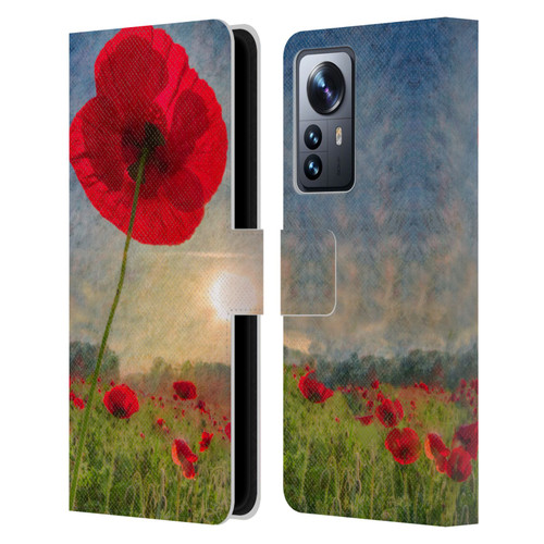 Celebrate Life Gallery Florals Red Flower Leather Book Wallet Case Cover For Xiaomi 12 Pro