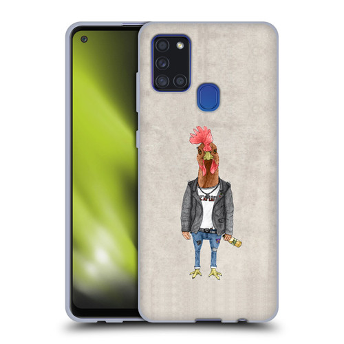 Barruf Animals Punk Rooster Soft Gel Case for Samsung Galaxy A21s (2020)