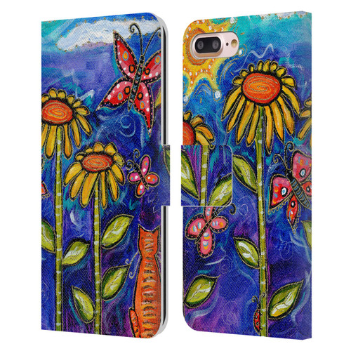 Wyanne Nature 2 Sundown Sunflowers Leather Book Wallet Case Cover For Apple iPhone 7 Plus / iPhone 8 Plus