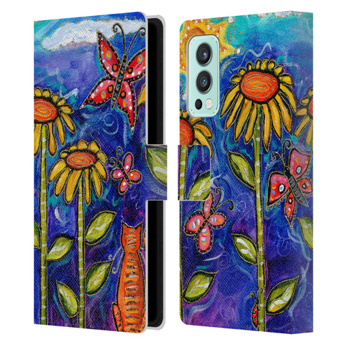 Wyanne Nature 2 Sundown Sunflowers Leather Book Wallet Case Cover For OnePlus Nord 2 5G