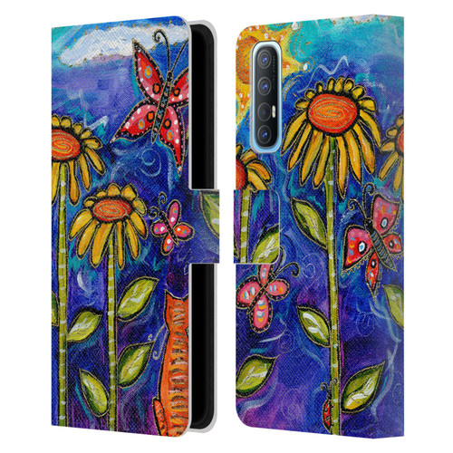 Wyanne Nature 2 Sundown Sunflowers Leather Book Wallet Case Cover For OPPO Find X2 Neo 5G