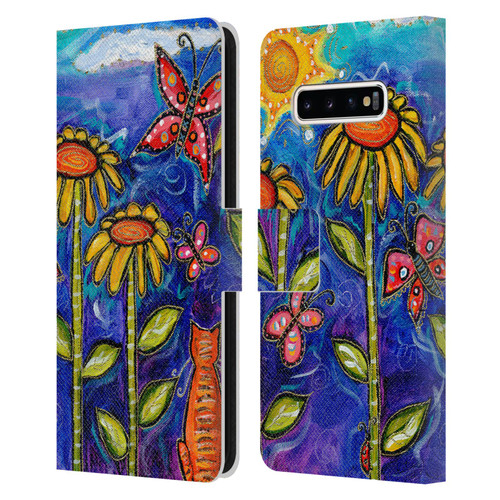 Wyanne Nature 2 Sundown Sunflowers Leather Book Wallet Case Cover For Samsung Galaxy S10+ / S10 Plus