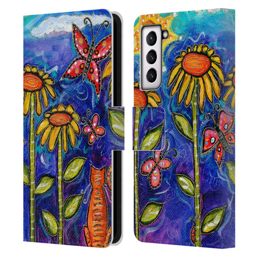 Wyanne Nature 2 Sundown Sunflowers Leather Book Wallet Case Cover For Samsung Galaxy S21 5G