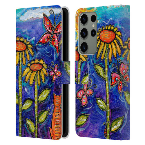 Wyanne Nature 2 Sundown Sunflowers Leather Book Wallet Case Cover For Samsung Galaxy S23 Ultra 5G