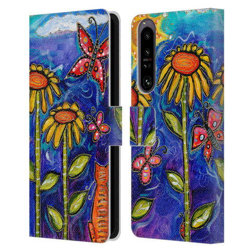 Wyanne Nature 2 Sundown Sunflowers Leather Book Wallet Case Cover For Sony Xperia 1 IV