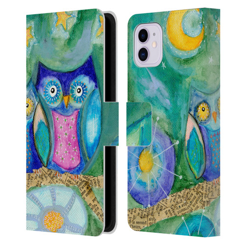 Wyanne Owl Wishing The Night Away Leather Book Wallet Case Cover For Apple iPhone 11