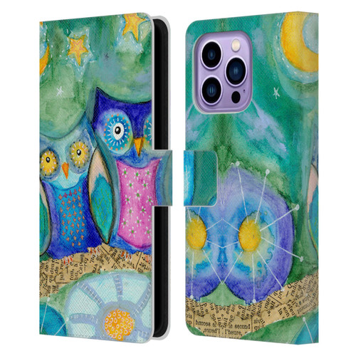 Wyanne Owl Wishing The Night Away Leather Book Wallet Case Cover For Apple iPhone 14 Pro Max