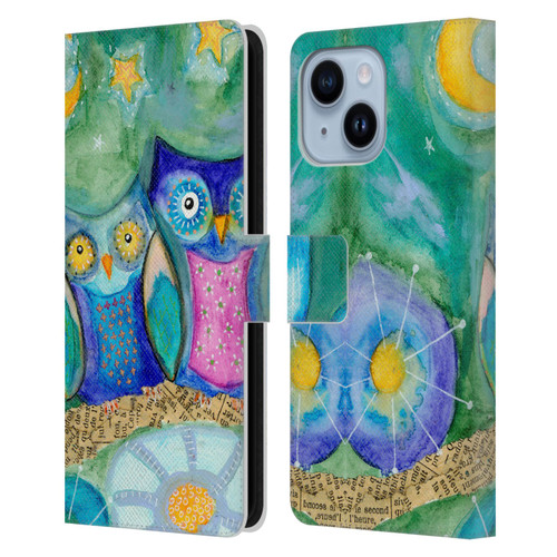 Wyanne Owl Wishing The Night Away Leather Book Wallet Case Cover For Apple iPhone 14 Plus