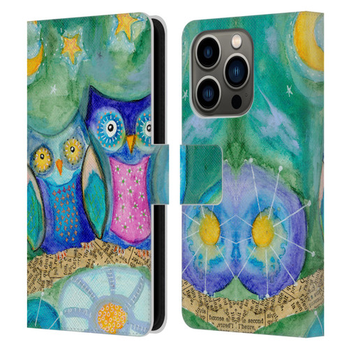 Wyanne Owl Wishing The Night Away Leather Book Wallet Case Cover For Apple iPhone 14 Pro