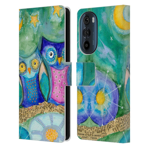 Wyanne Owl Wishing The Night Away Leather Book Wallet Case Cover For Motorola Edge 30