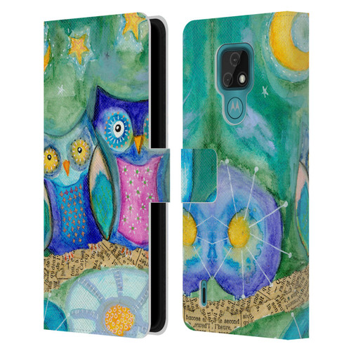 Wyanne Owl Wishing The Night Away Leather Book Wallet Case Cover For Motorola Moto E7