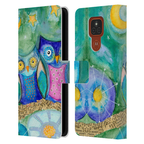 Wyanne Owl Wishing The Night Away Leather Book Wallet Case Cover For Motorola Moto E7 Plus