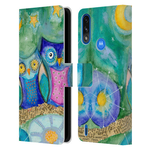 Wyanne Owl Wishing The Night Away Leather Book Wallet Case Cover For Motorola Moto E7 Power / Moto E7i Power