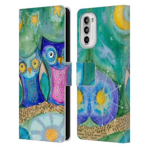 Wyanne Owl Wishing The Night Away Leather Book Wallet Case Cover For Motorola Moto G52