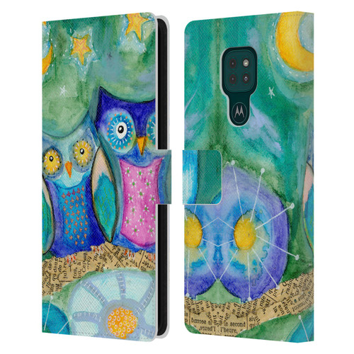 Wyanne Owl Wishing The Night Away Leather Book Wallet Case Cover For Motorola Moto G9 Play