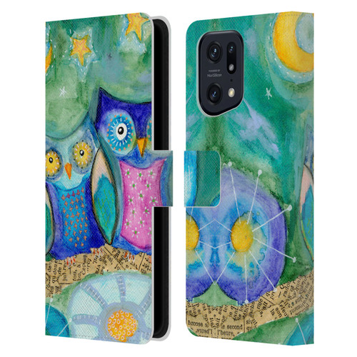 Wyanne Owl Wishing The Night Away Leather Book Wallet Case Cover For OPPO Find X5 Pro