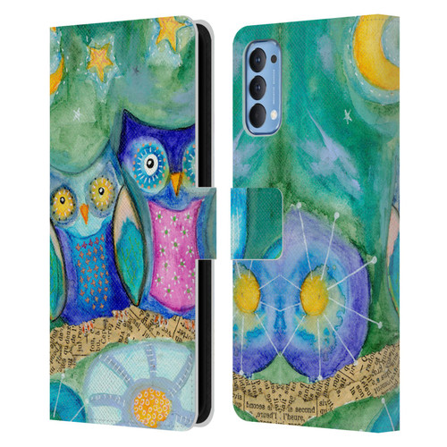 Wyanne Owl Wishing The Night Away Leather Book Wallet Case Cover For OPPO Reno 4 5G