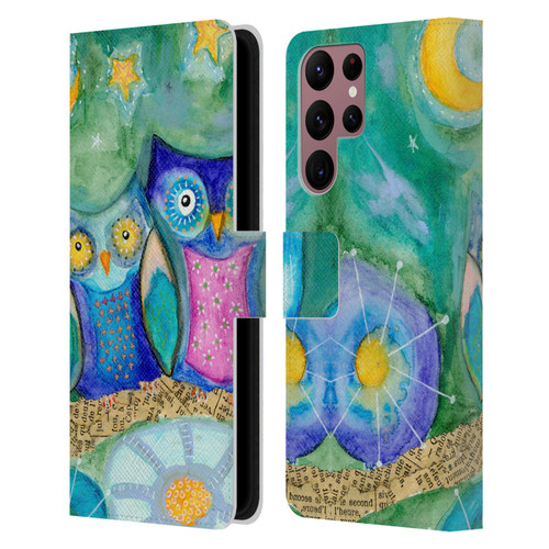 Wyanne Owl Wishing The Night Away Leather Book Wallet Case Cover For Samsung Galaxy S22 Ultra 5G