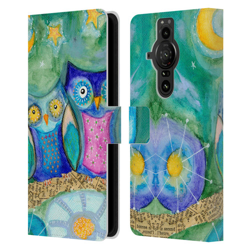 Wyanne Owl Wishing The Night Away Leather Book Wallet Case Cover For Sony Xperia Pro-I