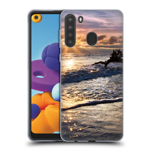 Celebrate Life Gallery Beaches Sparkly Water At Driftwood Soft Gel Case for Samsung Galaxy A21 (2020)