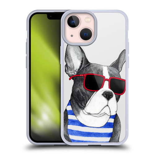 Barruf Dogs Frenchie Summer Style Soft Gel Case for Apple iPhone 13 Mini