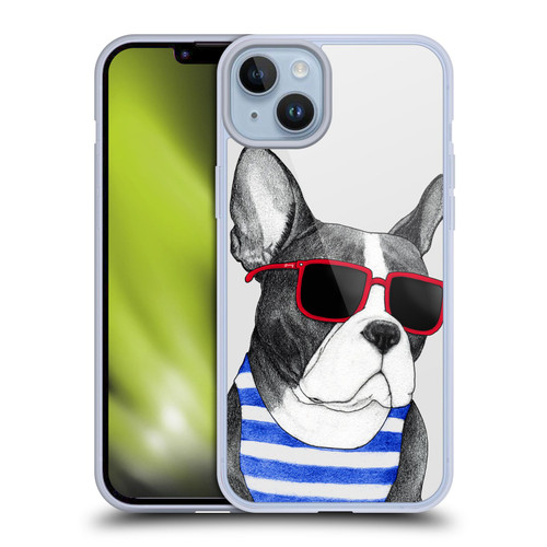 Barruf Dogs Frenchie Summer Style Soft Gel Case for Apple iPhone 14 Plus