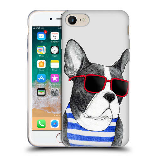 Barruf Dogs Frenchie Summer Style Soft Gel Case for Apple iPhone 7 / 8 / SE 2020 & 2022