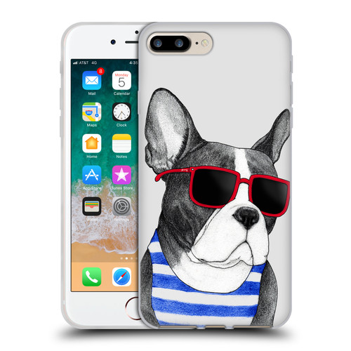 Barruf Dogs Frenchie Summer Style Soft Gel Case for Apple iPhone 7 Plus / iPhone 8 Plus