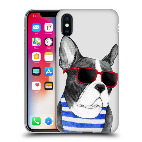 Barruf Dogs Frenchie Summer Style Soft Gel Case for Apple iPhone X / iPhone XS