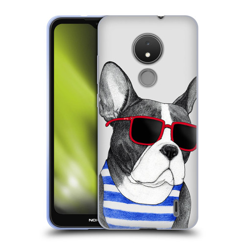 Barruf Dogs Frenchie Summer Style Soft Gel Case for Nokia C21