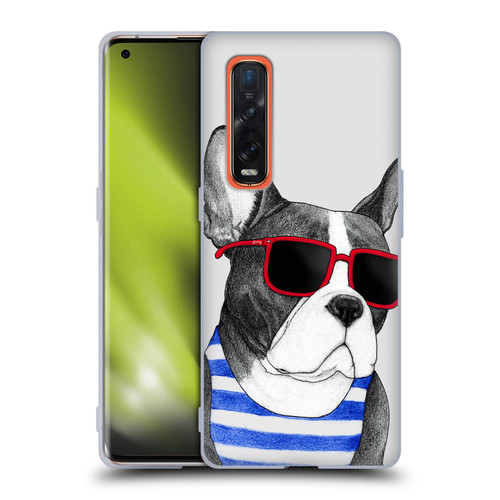 Barruf Dogs Frenchie Summer Style Soft Gel Case for OPPO Find X2 Pro 5G