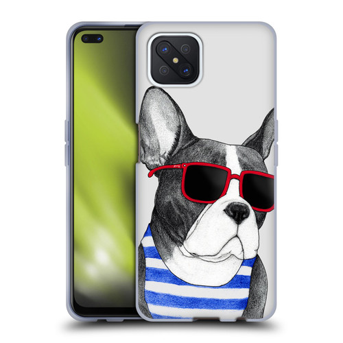 Barruf Dogs Frenchie Summer Style Soft Gel Case for OPPO Reno4 Z 5G