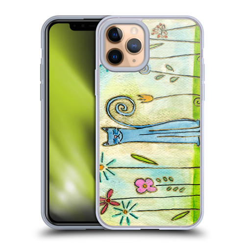 Wyanne Cat Blue Cat In The Flower Garden Soft Gel Case for Apple iPhone 11 Pro