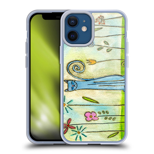 Wyanne Cat Blue Cat In The Flower Garden Soft Gel Case for Apple iPhone 12 Mini